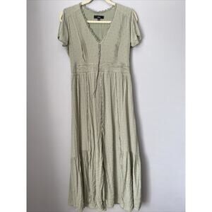Lulus Button-Front Maxi Dress Women's Completely In Love Sage Green Size Medium